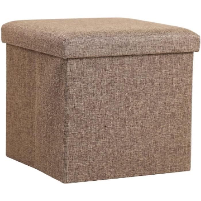 Cube De Rangement Carré Vakkie 34,5 Cm - Multifonction, Empilable, Couleur Noyer Foncé | Rangement Salon, Bureau, Chambre - 3