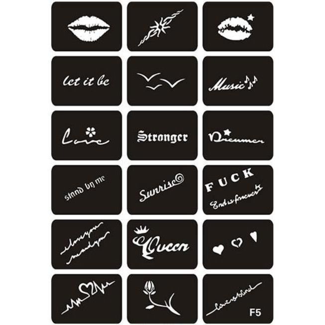 Kit De 15 Pochoirs De Tatouage à Paillettes Réutilisables - Pour Enfants Et Adultes, Motifs UE, Doux Pour La Peau