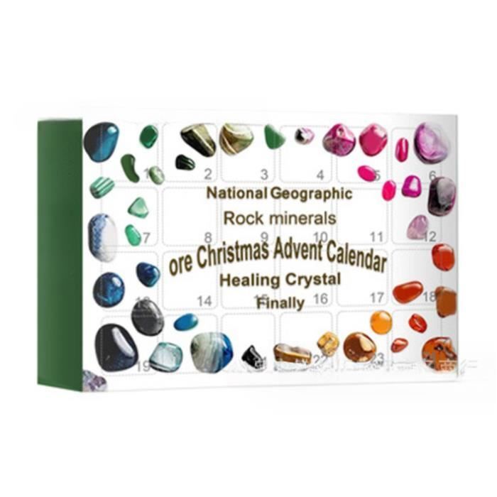Calendrier de l'Avent 2024 en cristal pour enfants,collection de pierres  précieuses,calendrier de l'Avent 24 jours avec 24 pierres 