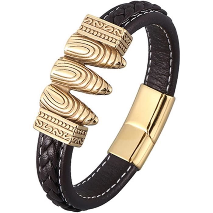 Bracelet Officiel Newcastle United FC - Acier Inoxydable Avec Médaille Blason Et Bracelet Cuir, Cadeau Supporter