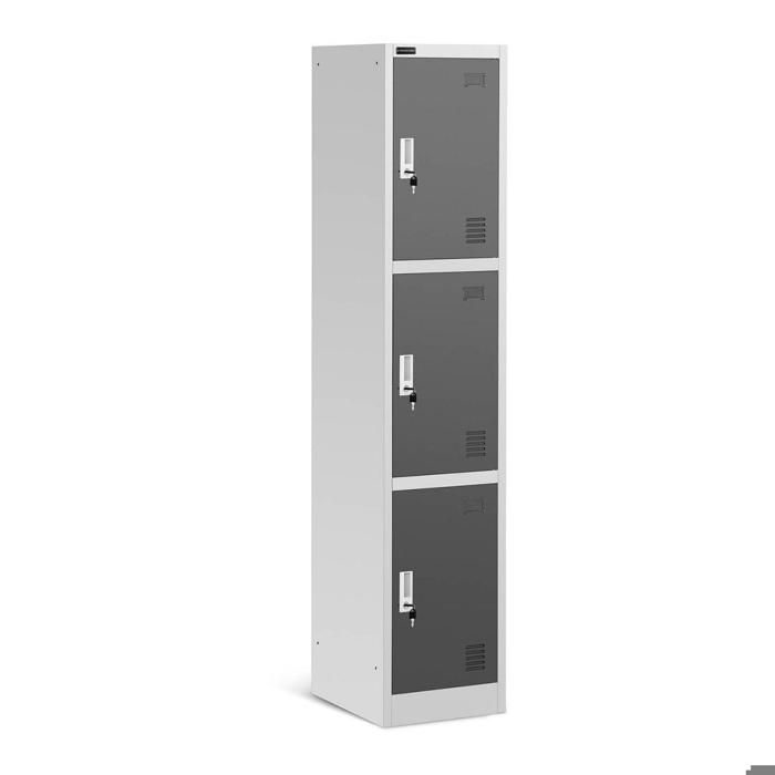 Armoire vestiaire 3 compartiments acier 194 cm gris Cdiscount Maison