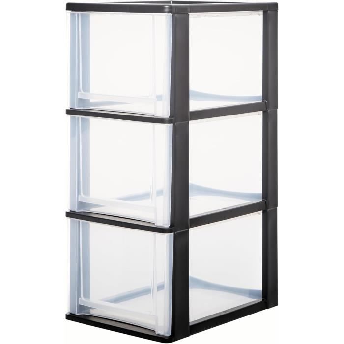 Iris Ohyama Lot De 4 Tiroirs De Rangement Transparents - Empilables Sans BPA Pour Bureau Ou Chambre