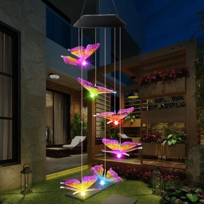 LED solaire carillon éolien lumière papillon Style extérieur étanche jardin  guirlande lumières suspendues Noël vacances solaire lamp - Cdiscount Maison
