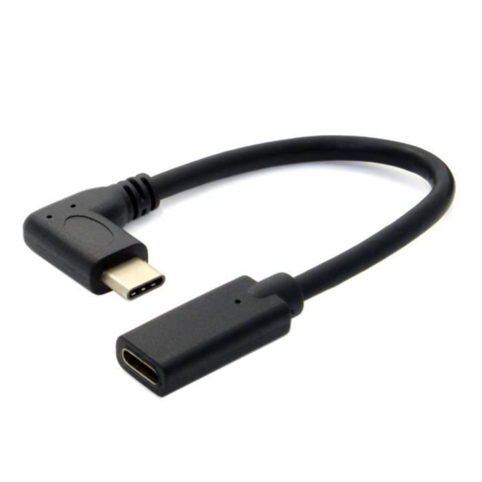 Rallonge USB-C 3.1 mâle à Femelle, à angle droit 90 degrés mâle à femelle  pour la vidéo, l'audio, Le Chargement etc - 20CM - Cdiscount Informatique