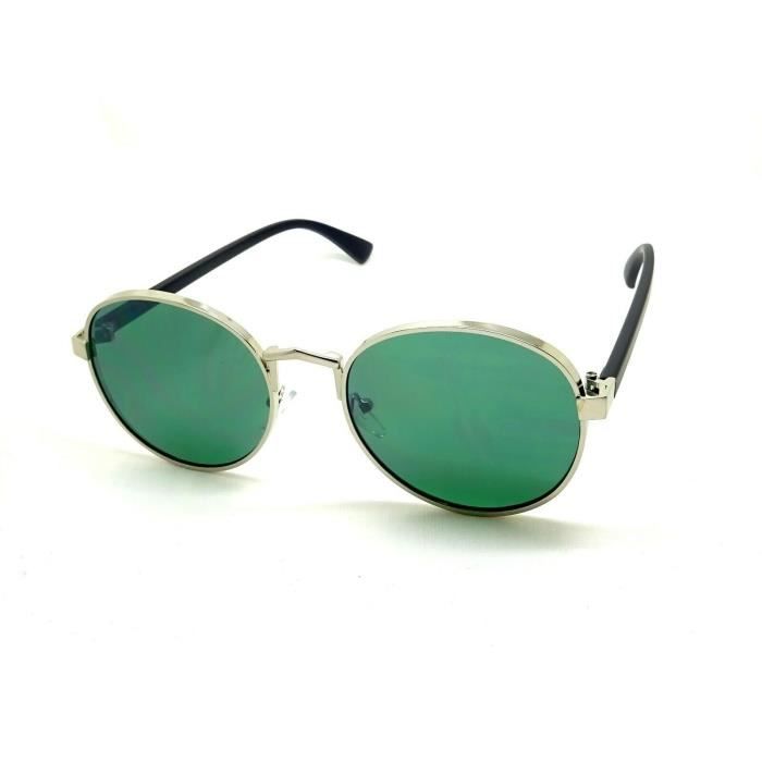 Lunettes Soleil Homme Femme Ovale pais Rond M tal Vert Mat