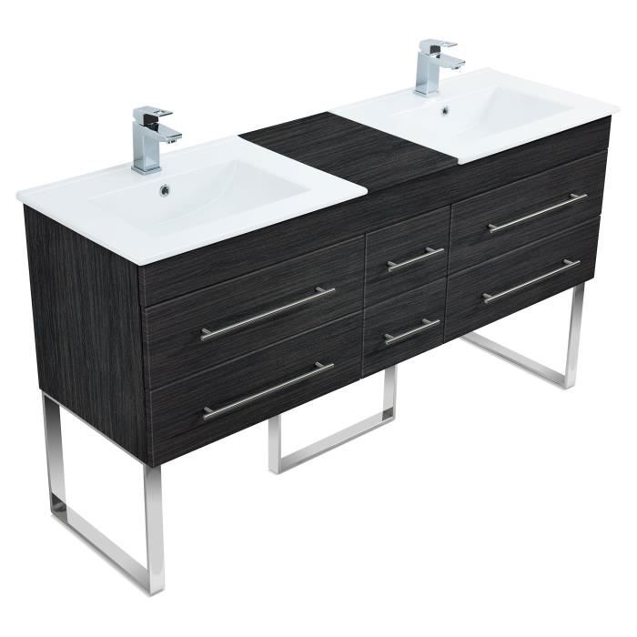 Meuble Salle De Bain Double Vasque Roma Xl Charbon Antique A Poser