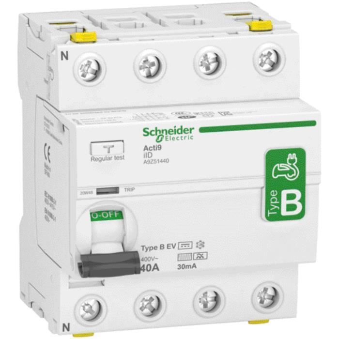 Interrupteur différentiel - Acti9 - A9Z51440 - 4P - 40A - 30mA - Type B - Blanc RAL 9003