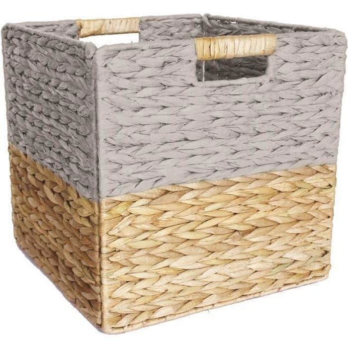 2 Paniers Rangement Tressés Pliables - 28x28x28cm Pour étagère