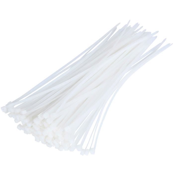 Collier rapide blanc lot de 100 colliers 100 x 2,5 mm