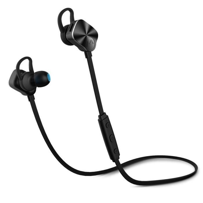 Mpow Écouteurs Bluetooth 4.1+CVC6.0 sans Fil Stéréo Oreillette Sport Écouteur Intra Auriculaires avec Microphone Réduction du Bruit Casque Audio pour Smartphone,iPhone,Android,iPad,MP3 et Plus-Noir 