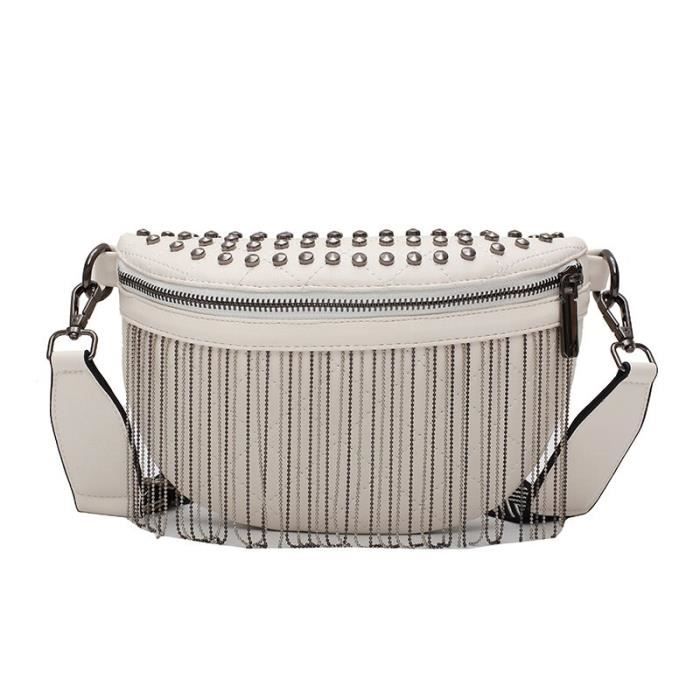 Sac Banane Unisexe En Bandoulière - Noir/Beige, Polyester, Fermeture éclair, Neuf Avec étiquettes