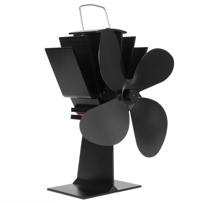 Qiilu ventilateur alimenté par la chaleur Ventilateur de poêle à bois pour cheminée à 4 lames muet - Qiilu