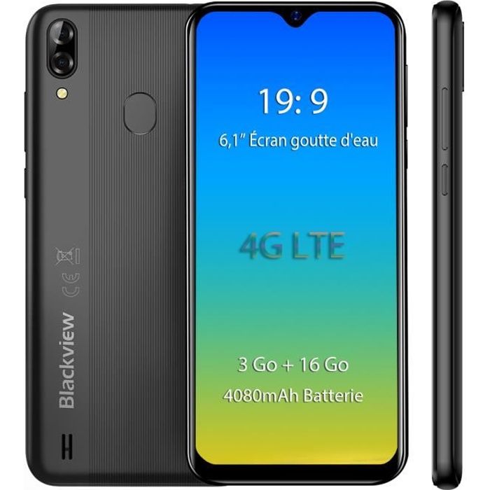 Vente Téléphone portable Blackview A60 Pro smartphone 4G 6.1 pouces Écran 3Go + 16Go Téléphone portable - Noir pas cher Vente Téléphone portable Blackview A60 Pro smartphone 4G 6.1 pouces Écran 3Go + 16Go Téléphone portable - Noir pas cher