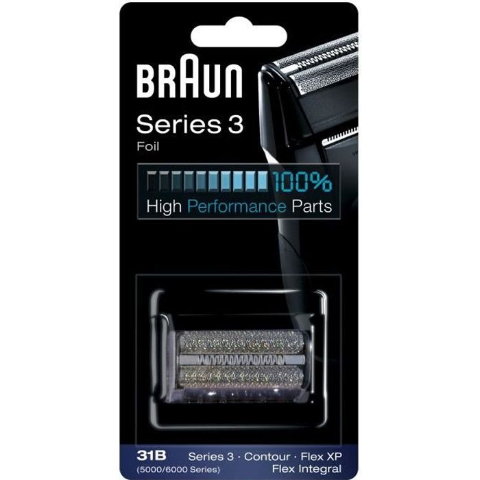 Kit de pièces de rechange pour rasoir électrique Braun Series 3, 31B, noir