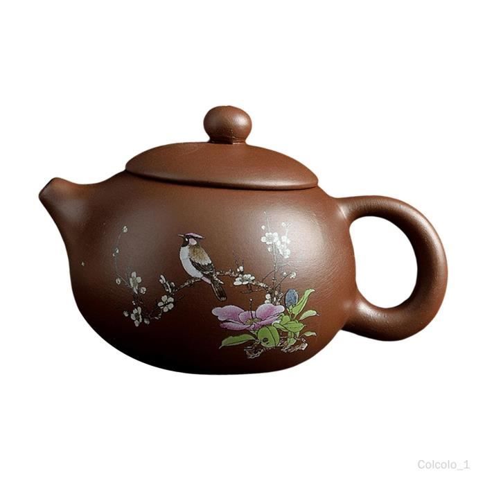 Tisanière Chinoise En Porcelaine - Peinture Oiseaux Longévité - Avec Infuseur & Couvercle - Cadeau Thé