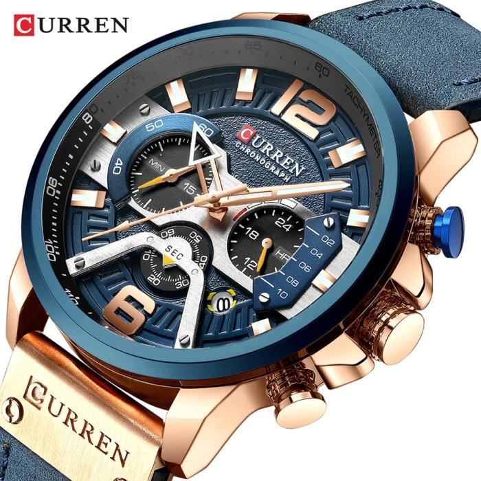 curren montre de luxe pour hommes de marque de sport calendrier en cuir d'affaires à quartz montre 30 de la mode des hommes de mode