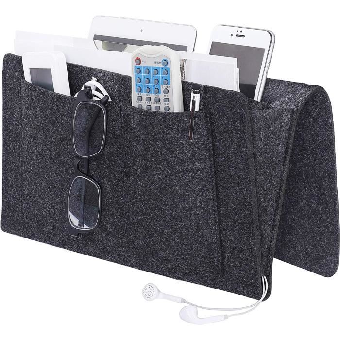 VicBou 2 Pièces Vide Poche Lit Organisateur Chevet - Sac Rangement Suspendu Feutre Gris Foncé
