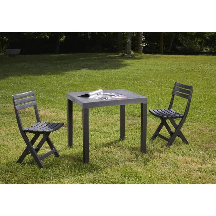 ensemble table et chaises de jardin pliantes dmora ortisei en plastique résistant anthracite
