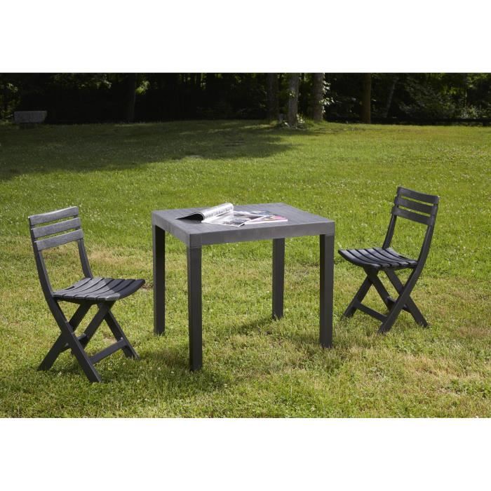 Ensemble table et chaises de jardin pliantes DMORA Ortisei en plastique résistant anthracite Ensemble table et chaises de jardin pliantes DMORA Ortisei en plastique résistant anthracite