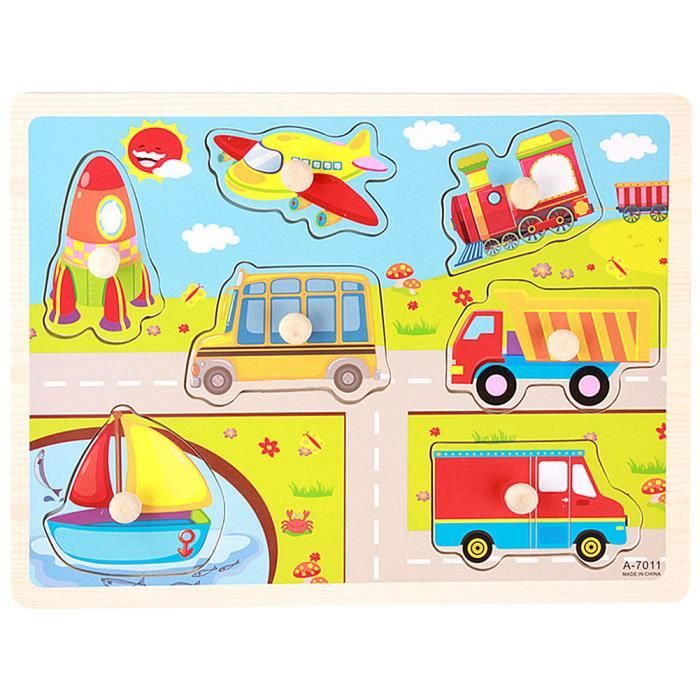 Puzzle En Bois Les Moyens De Transport C Colore Avec Boutons Cdiscount Jeux Jouets