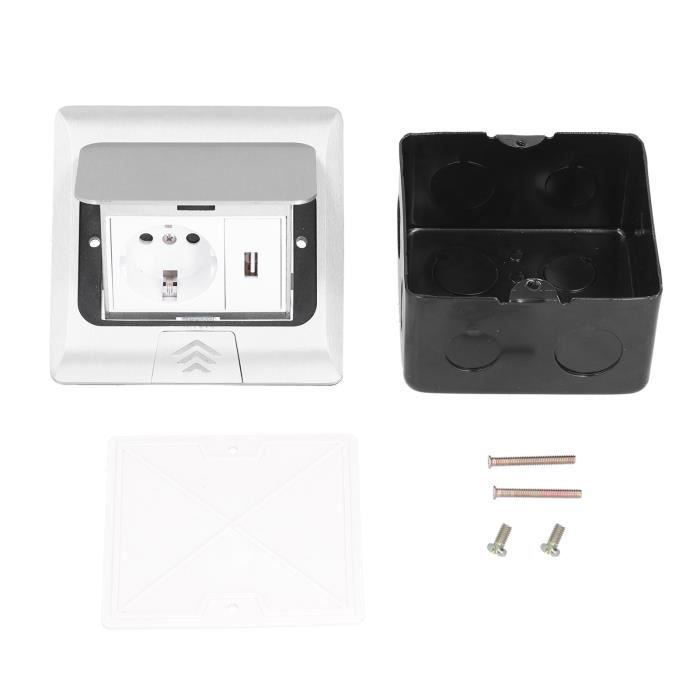 Boîte De Prise électrique Au Sol Double + USB – Acier Inox & PC – 4000W IP40 – Étanche Pour Bureau, Maison