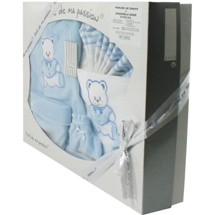 Coffret Parure De Draps Et Ensemble Bebe Bleu Motif Nounours Cdiscount Puericulture Eveil Bebe