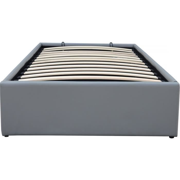 lit simple en pvc avec coffre "ava" - 90 x 190 cm - gris