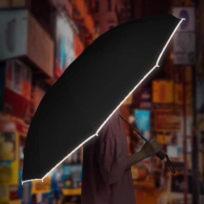 Parapluie Automatique Pliable Inversé Réfléchissant - Noir - Unisexe