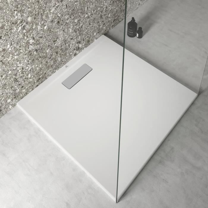 Receveur de douche carré 80x80 cm - ULTRAFLAT NEW - Acrylique - Soie blanche - Ideal Standard
