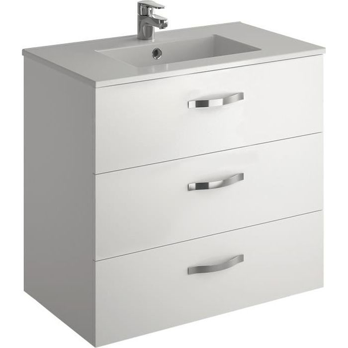 Jacob Delafon Meuble Salle De Bain Vasque 3 Tiroirs Melamine Blanc L 80cm Ola Cdiscount Maison