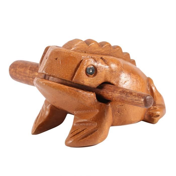 Grenouille Porte-Bonheur En Bois Thaïlandaise – Instrument Croassant 12,7 Cm, Décoration Chance Et Musique