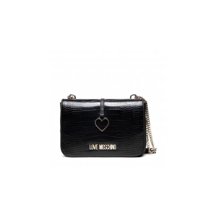 Sac bandouli re Love Moschino imprim crocodile coeur et logo or