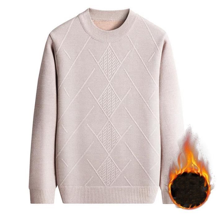 Pull Homme En Tricot Doubl Polaire Automne Hiver Casual Pullover