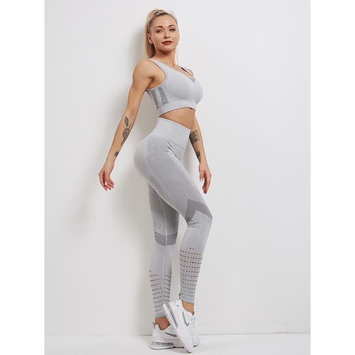 Ensemble De Yoga Sans Couture Pour Femmes,soutien-gorge Croisé D