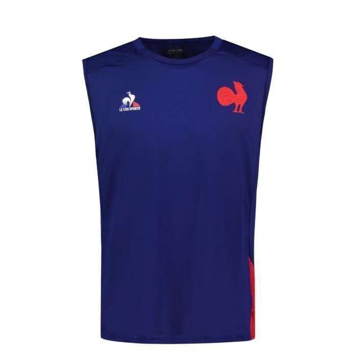 débardeur d'entraînement xv de france 2023/24 - le coq sportif - bleu - rugby - homme - sans manche - respirant