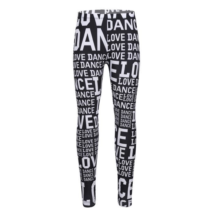 Leggings Pantalons Pour Enfant Fille Love Dance Imprime Collants De Danse 5 12 Ans Noir Noir Cdiscount Pret A Porter