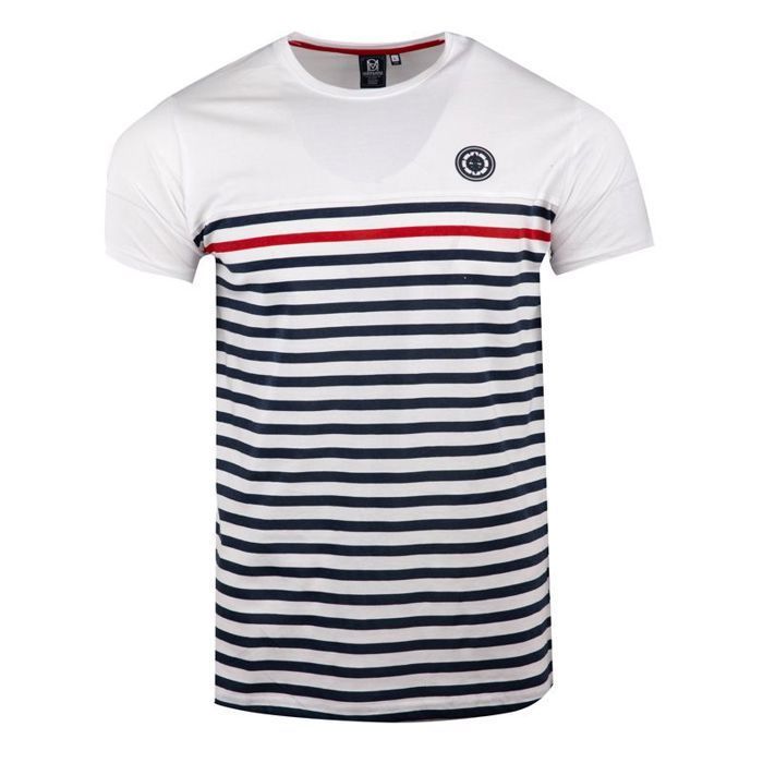 Tee shirt rayé marinière Homme BLAGGIO Blanc Cdiscount Prêt-à-Porter