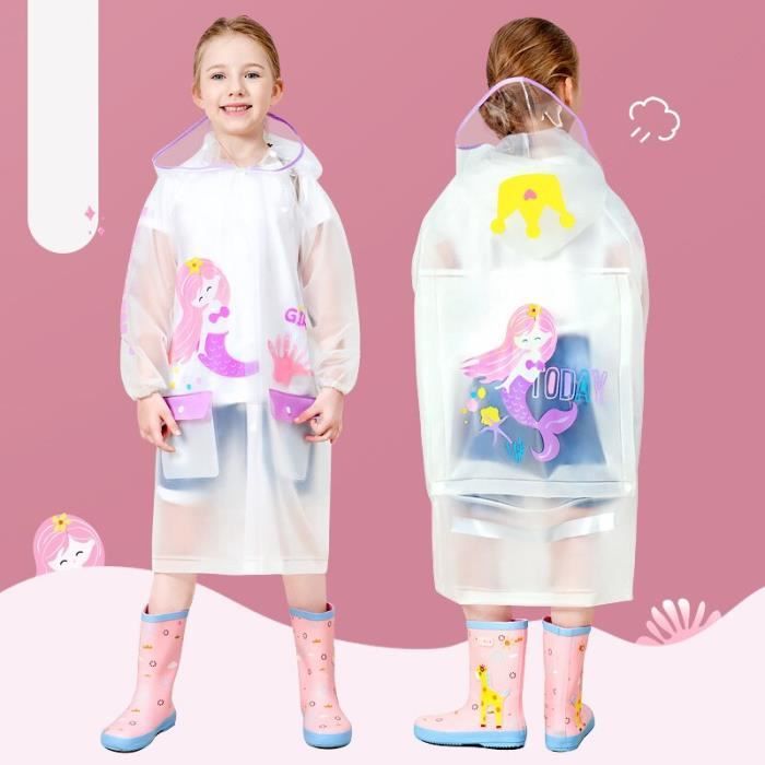 Lot De 2 Ponchos De Pluie Imperméables Pour Enfants - Transparent Et Noir, Capuche Et Fermeture Rapide - Idéal Sorties, Festivals