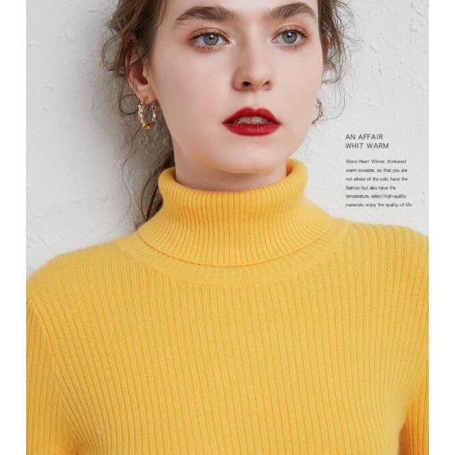 Pull col roulé jaune 2025