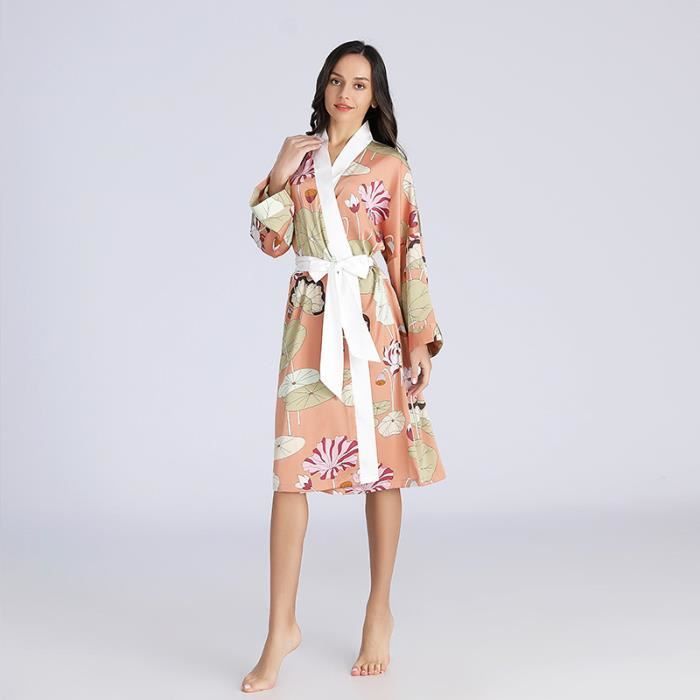 Pyjama Femme 1 Piece Simili Soie robe de chambre Printemps et automne ...