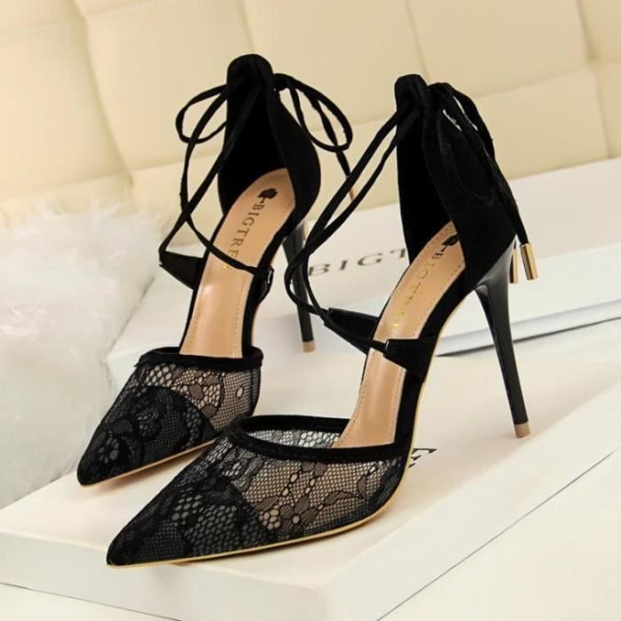 Escarpins Femme KJEHOME Talons en dentelle de maille avec
