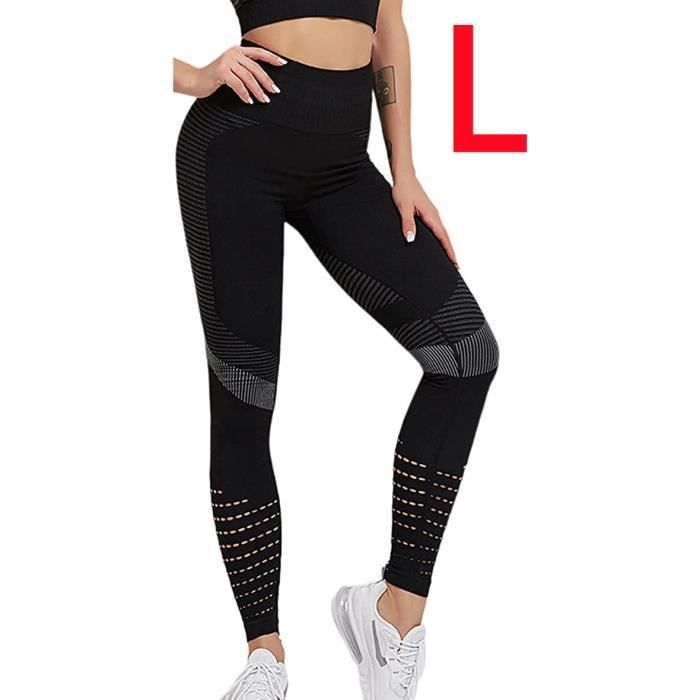 Pantalon de Sudation Femme Legging Taille Haute Elastique Compression Pantalon Longue sans Coutures avec Maille Legging Push Up L