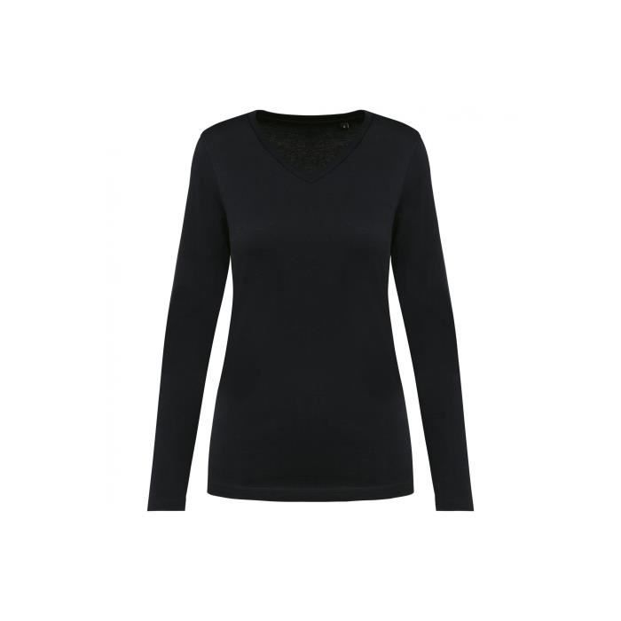 T-shirt manches longues suprima col V femme Kariban Premium