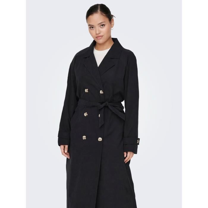 JDY Women Elegant Trench Coat Classic Long Transitional Jacket Single Breasted with Belt JDYPANTHER Noir Cdiscount Pret a Porter