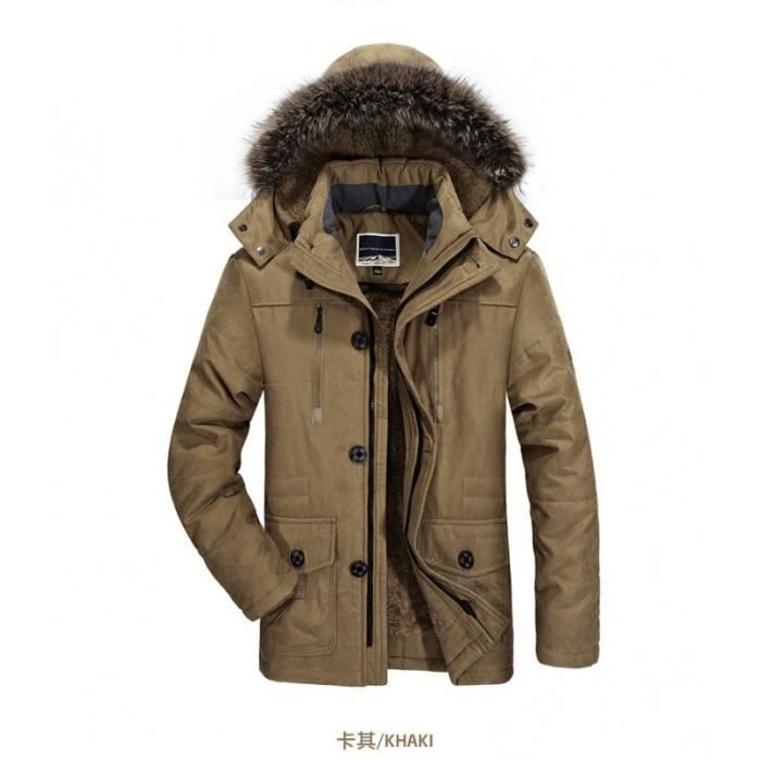 Manteau homme col en fausse fourrure KJEHOME Doudoune Fermeture Zippee Poches multiples Marron Marron Cdiscount Pret a Porter