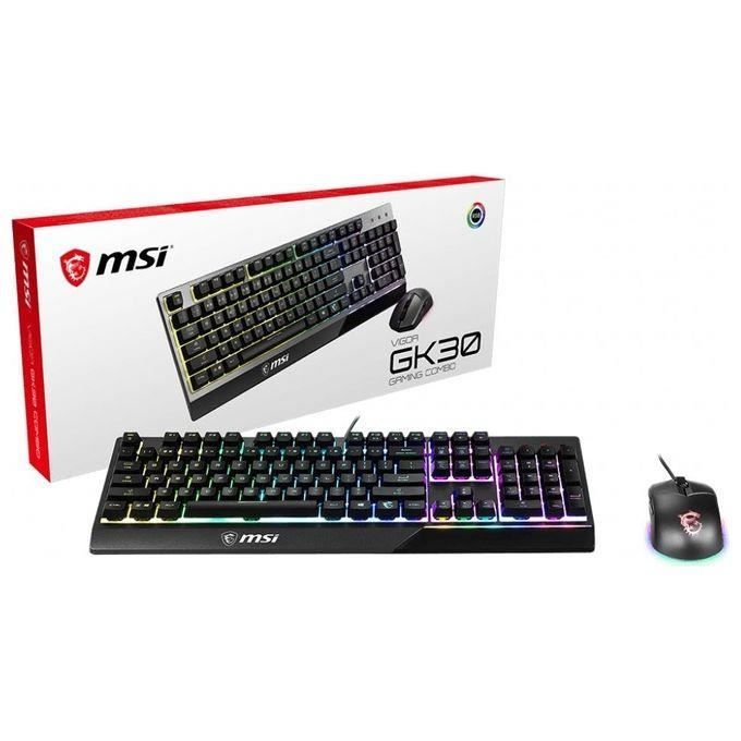 Pack clavier et souris - MSI - Vigor GK30 IT - Semi-mécanique - RGB Mystic Light - Touches multimédia