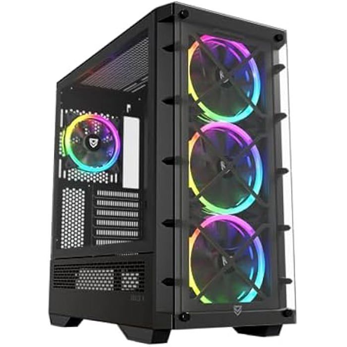 Nfortec – DRACO X Boîtier PC Gaming Mid Tower (ATX) 4x 120mm PWM ARGB Fans Included ARGB Controller Tempered Glass Front and