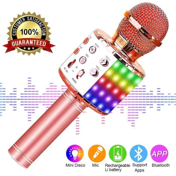 Microphone Karaoke Sans Fil, Bluetooth Karaoké Microphone 4-en-1 Portable  Poche Double Haut-parleur Micro Machine Pour KTV Karaoké E - Cdiscount  Instruments de musique