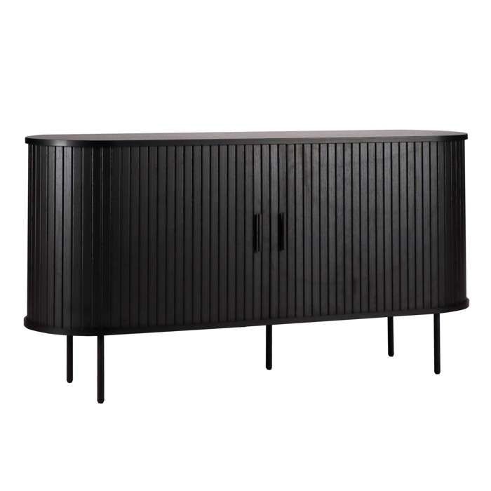 Buffet 2 portes en mélaminé et acier 140 cm noir Marius - Oviala
