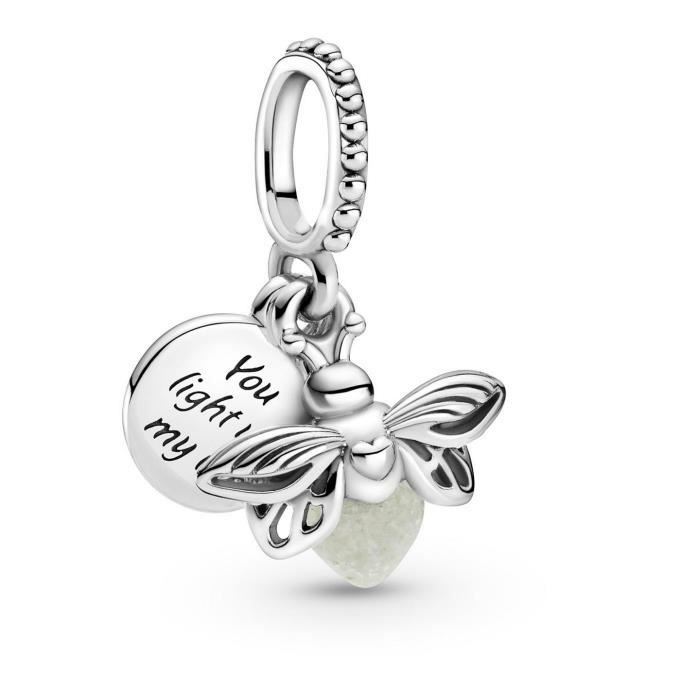 Charm Pandora - Firefly - Argent 925 - Brille dans le noir - Pendentif en verre - Femme